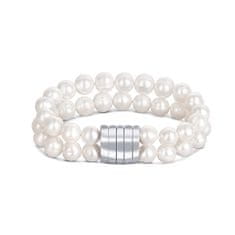 JwL Luxury Pearls Dvojitý/dvojradový náramok z pravých bielych perál JL0598