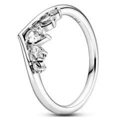 Pandora Nežný strieborný prsteň s kamienkami Wishbone 199109C01 (Obvod 54 mm)