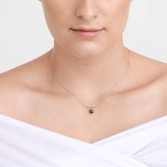 Preciosa Elegantný strieborný náhrdelník s pravou čiernou perlou Paolina 5306 20