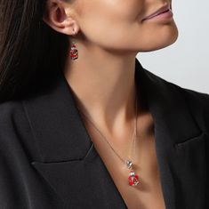 Lampglas Vášnivý dámsky náhrdelník Scarlet Passion s perlou Lampglas NSA16