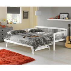 KONDELA Jednolôžková posteľ s prístelkou Pedreza 90x200 cm - biela