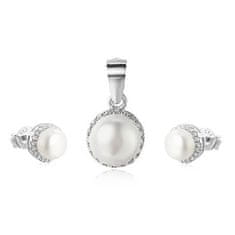 Beneto Zvýhodnená sada šperkov sa sladkovodnými perlami Beneto (náušnice, prívesok)
