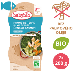 Babybio Zemiaky a špenát s lososom a ryžou 2 x 200 g