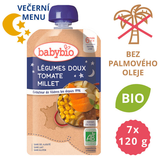 Babybio Sladká zelenina, paradajky, proso 7 x 120 g