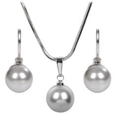 Levien Súprava náhrdelníka a náušníc Pearl Light Grey SET-041
