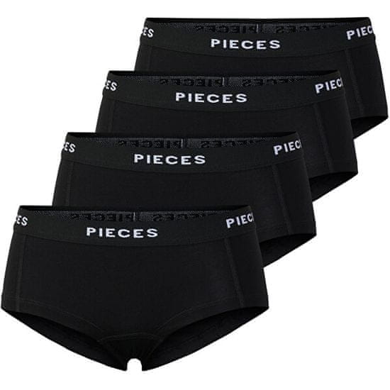 Pieces 4 PACK - dámske nohavičky Boxer PCLOGO 17106857 Black