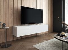 Cama meble TV stolík na stenu Slide 150 - biela / biely lesk