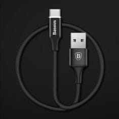 BASEUS Kábel Rapid Odolný nylonový opletený drôt USB typu C s LED svetlom 2A 1m čierny (CATSU-B01)