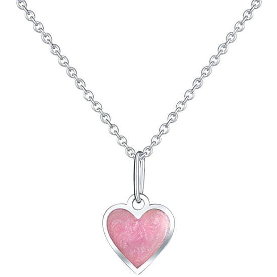 Praqia Dievčenské strieborný náhrdelník Ružové srdce KO6068_CU025_40_A_RH (retiazka, prívesok)