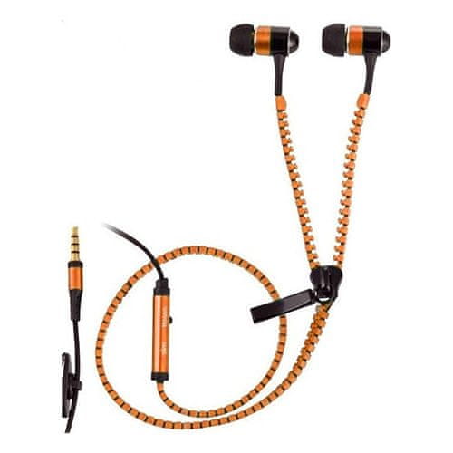 Trevi Slúchadlá , ZIP 681 M, špuntová, kábel 1 m, s mikrofónom, klip na uchytenie, oranžové