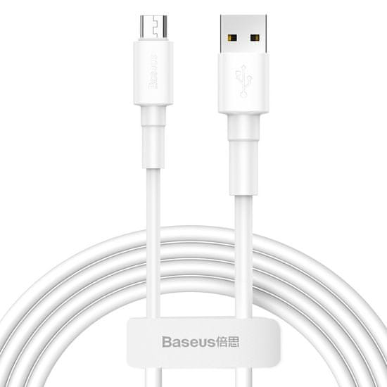 BASEUS Odolný USB kábel / micro USB 2,4A 1m biely (CAMSW-02)