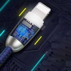 BASEUS Odolný USB kábel Torch / Lightning 2,4A 1m z nylonu opleteného s LED lampou čiernej farby (CALHJ-C01)
