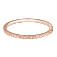 Troli Pozlátený minimalistický prsteň z ocele s jemným vzorom Rose zlaté (Obvod 49 mm)