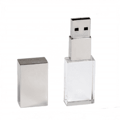 CTRL+C USB KRYSTAL strieborný, kombinácia sklo a kov, LED podsvietenie, 32 GB, USB 2.0