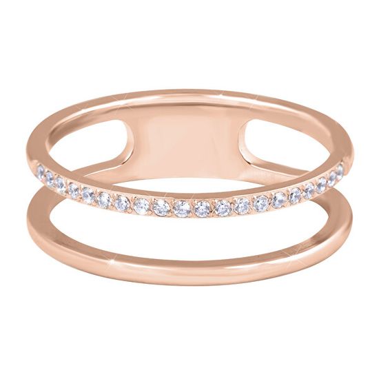 Troli Dvojitý minimalistický prsteň z ocele Rose Gold