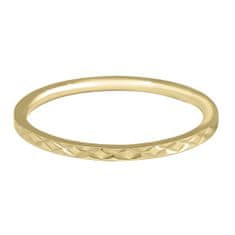 Troli Pozlátený minimalistický prsteň z ocele s jemným vzorom Gold (Obvod 49 mm)