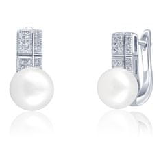 JwL Luxury Pearls Nádherné náušnice s pravou perlou a zirkónmi JL0644
