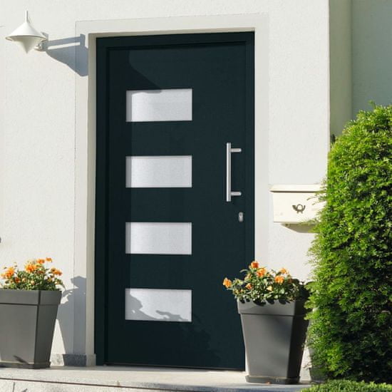 Vidaxl Vchodové dvere, hliník a PVC, antracitová farba, 100x210 cm