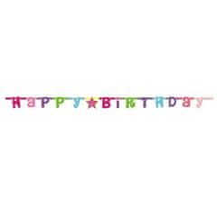 Girlanda narodeniny - HAPPY BIRTHDAY ružová - 180 cm