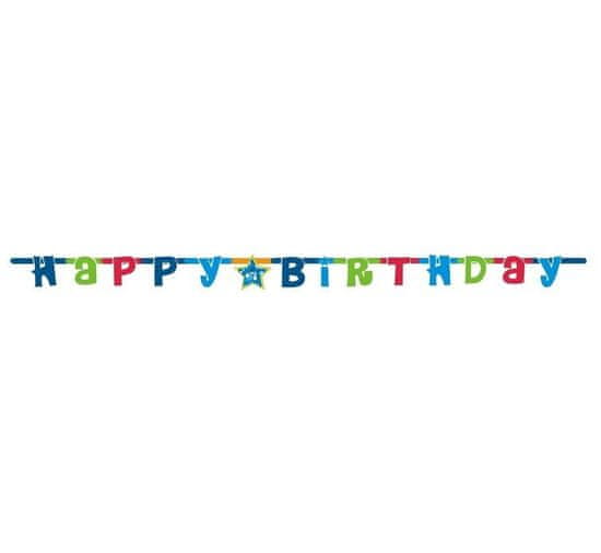 Girlanda narodeniny - HAPPY BIRTHDAY modrá - 180 cm