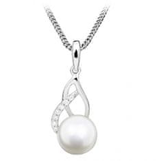 Silver Cat Nežný náhrdelník s perlou a zirkónmi SC404 (retiazka, prívesok)