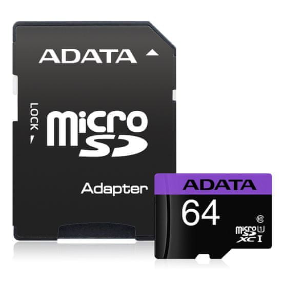 A-Data Premier micro SDXC karta 64GB UHS-I Class 10 + adaptér