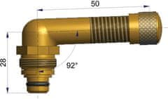 SCHRADER Bezdušový ventil typ EU – 1x zahnutý, A 28mm, B 50mm, uhol 92°