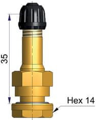 SCHRADER Bezdušový ventil V520 – rovný, diera 9,7mm, dĺžka 36mm