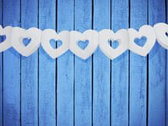 Girlanda srdce - biela - 300cm - Svadba - Valentín