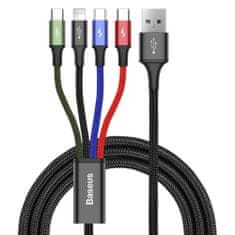 BASEUS Rapid 4in1 kábel USB - Lightning / USB-C / 2x Micro USB 3.5A 1.2m, čierny