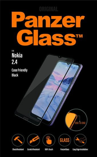 PanzerGlass Edge-to-Edge pre Nokia 2.4 6780, čierne - rozbalené