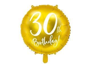 Balónik fóliový 30. narodeniny zlatý - 45cm