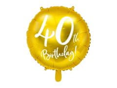 Balónik fóliový 40. narodeniny zlatý - 45cm