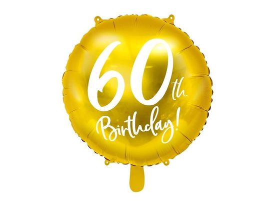 Balónik fóliový 60. narodeniny zlatý - 45cm