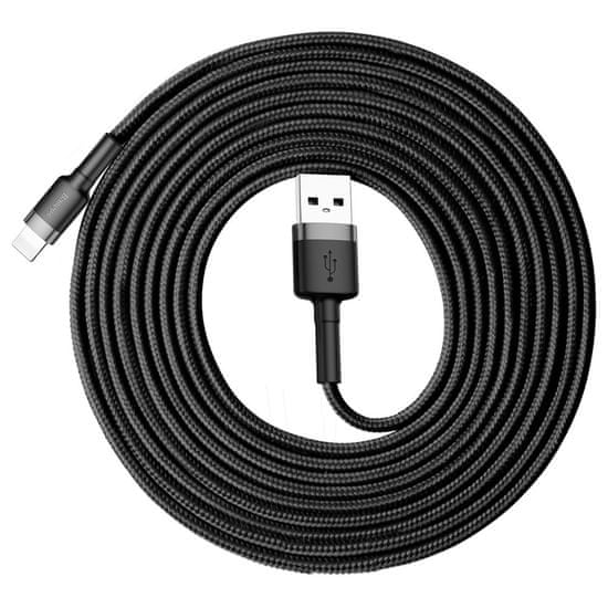 BASEUS Cafule Cable Durable Nylon Braided Wire USB / Lightning QC3.0 2A 3M black-red