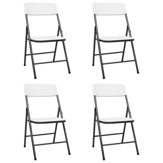 Vidaxl Skladacie záhradné stoličky 4 ks HDPE biele