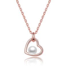 Beneto Pozlátený strieborný náhrdelník s riečnou perlou AGS1230 / 47P-ROSE