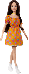 Mattel Barbie Modelka 160 - Oranžové šaty s bodkami