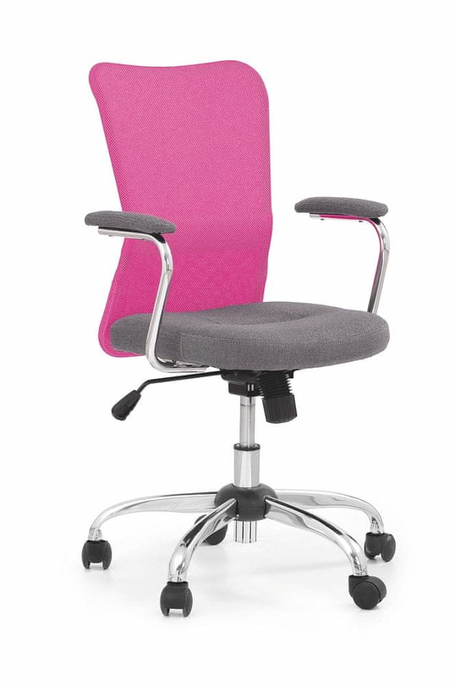 Halmar Detská stolička na kolieskach s podrúčkami Andy - ružová / sivá