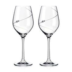 Diamante Dva Silhouette poháre na biele víno s brúsom a krištálikmi