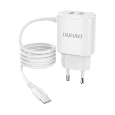 DUDAO A2Pro 2x USB nabíjačka s USB-C káblom 2.4A, biela