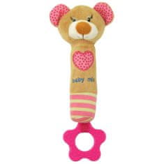 Baby Mix Detská pískacia plyšová hračka s hryzátkom medvedík ružový