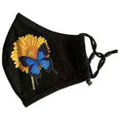 Max Bavlnená Rúška čierna - motýľ, slunečnice 1 ks