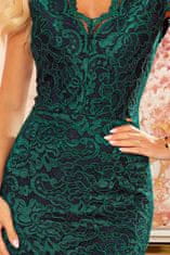 Numoco Dámske krajkové šaty s výstrihom Bindy zelená S