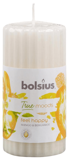 Bolsius Sviecka bolsius Pillar True Moods 120/60 mm, Feel happy (mango a bergamot)