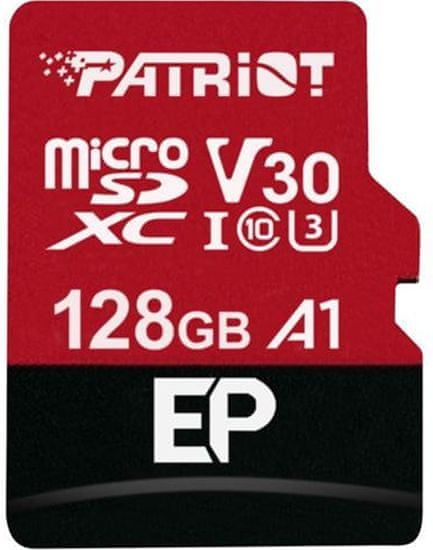 Patriot microSDXC 128GB V30 A1 Class 10 U3 + adaptér (PEF128GEP31MCX)