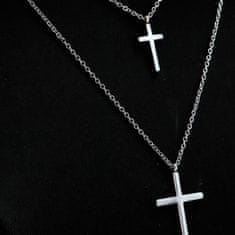 Delami Dámsky náhrdelník z chirurgickej ocele Dvojitý kríž, strieborný