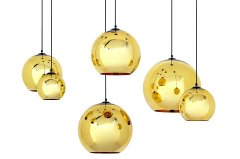 KINGHOME BOLLA UP GOLD 20 závesná lampa, zlatá - metalizované sklo"
