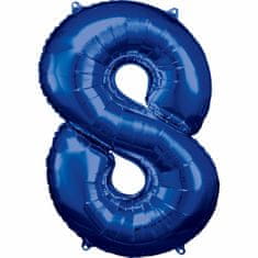 Amscan Fóliový balón číslo 8 modrý 86cm
