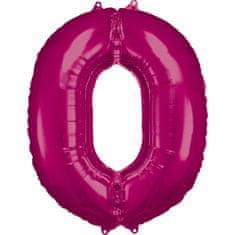 Amscan Fóliový balón číslo 0 ružový 86cm